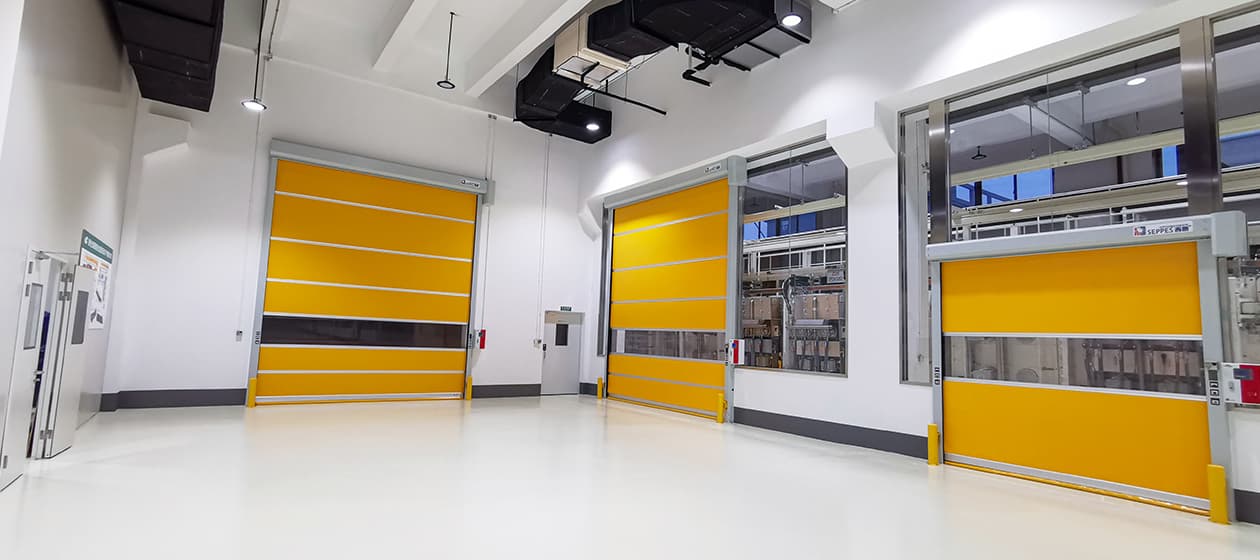 Industrial door systems in a modern production facility
